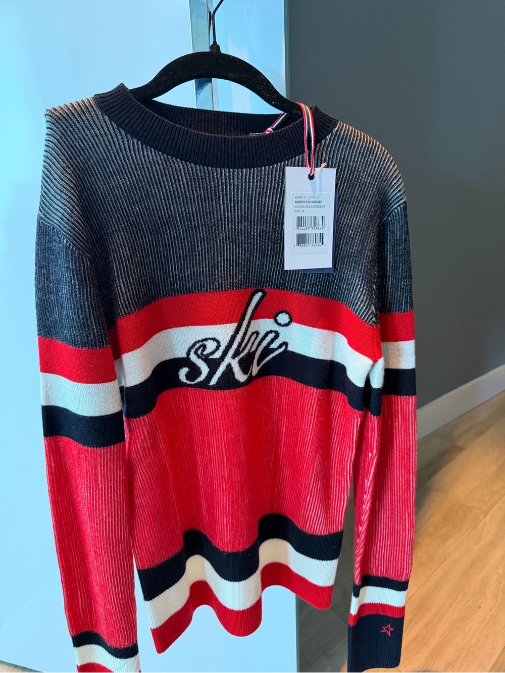 Perfect Moment Red & Black Ski Stripe Knit Sweater
